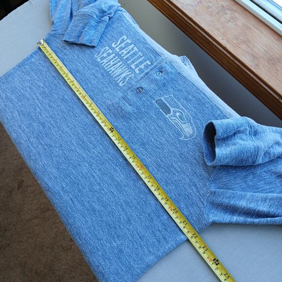 '47 Seattle Seahawks Colorblock Henley Large long sleeve blue grey button crew - Picture 9 of 12